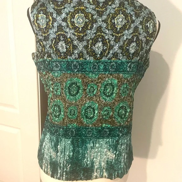 Tania Nardi Textured Black Turquoises Multi Colored Jacket & Sleeveless Top - Picture 4 of 10